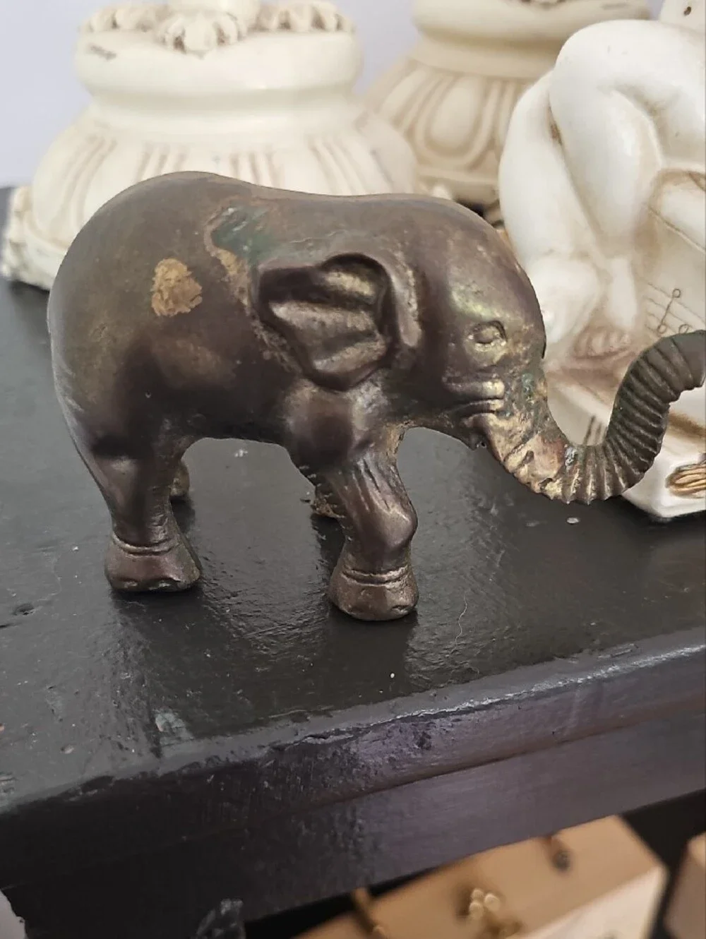 Antique-Style Gold Elephant Accent - Decorative Home Decor